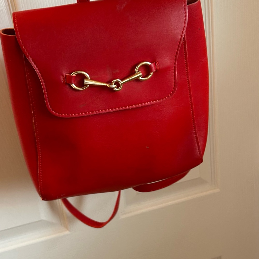 Elegant Red Leather Backpack